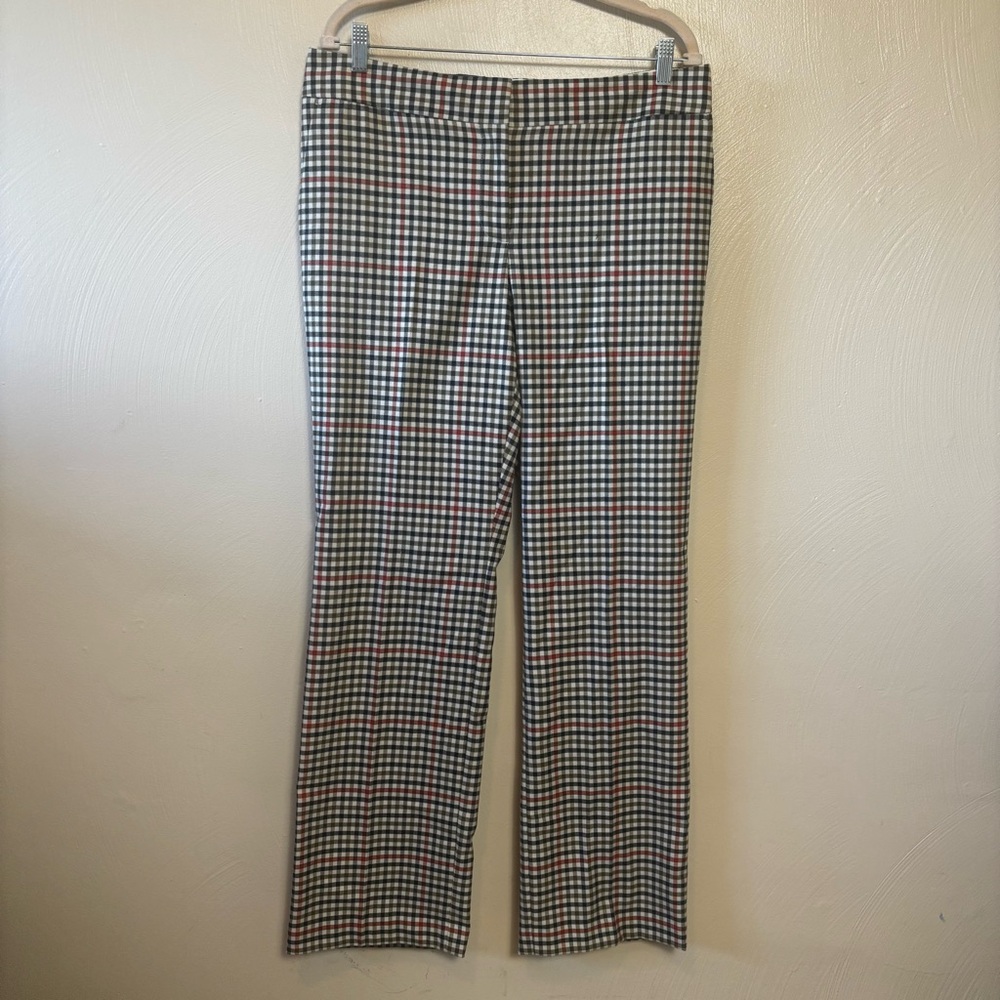 NWT Liz Claiborne Jackie Pants Straight Leg Plaid Olive Green Orange Black 12